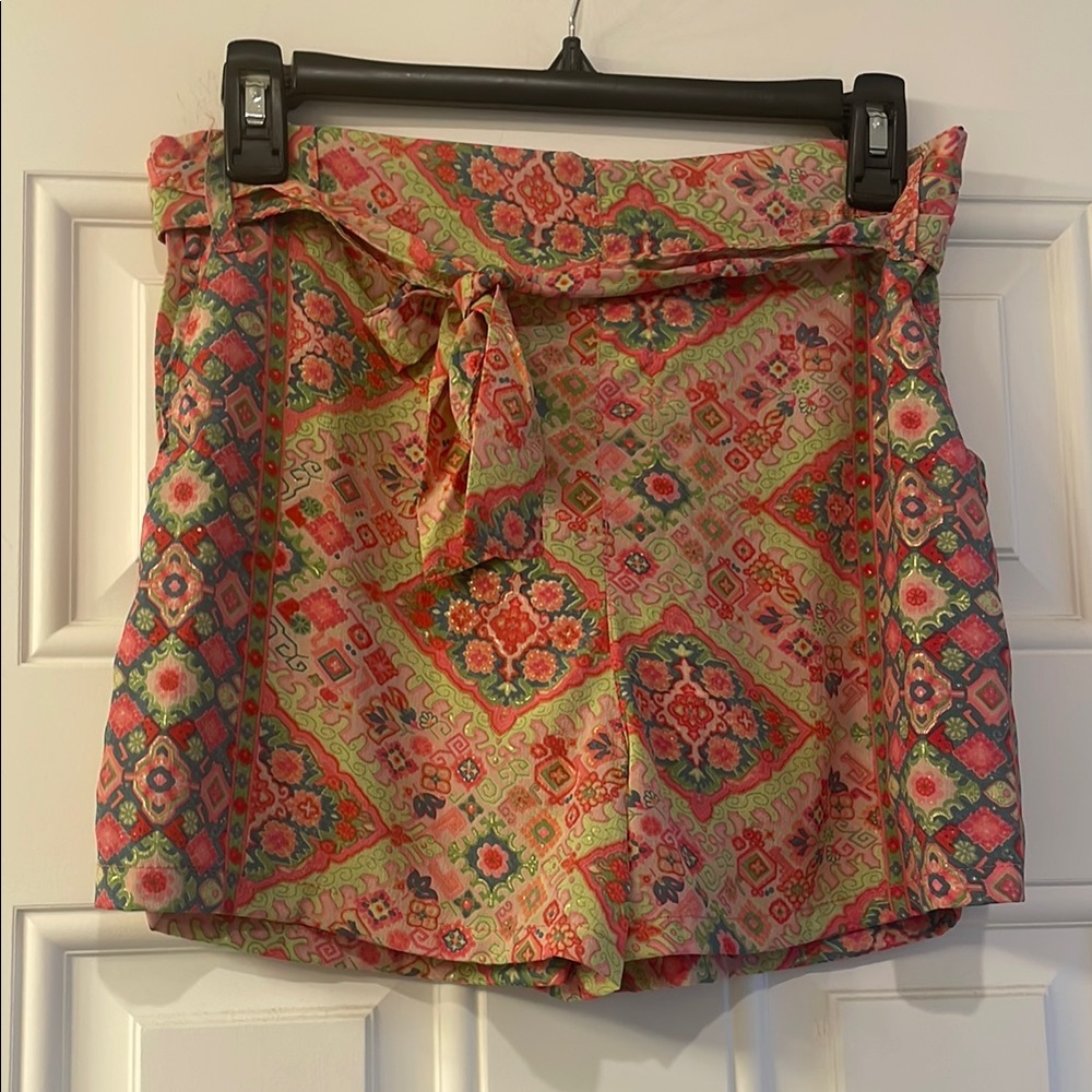 NWT Cienna Tie Waist  Pink Printed Shorts Sz S